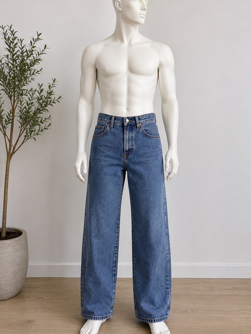 Rustler Mens Straight Leg Jeans - Medium Blue Denim